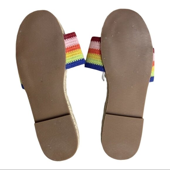 🌈 Gap Rainbow Slides Espadrille Sandals Multicolor Casual Pride Size 11 🌈 - Picture 6 of 8